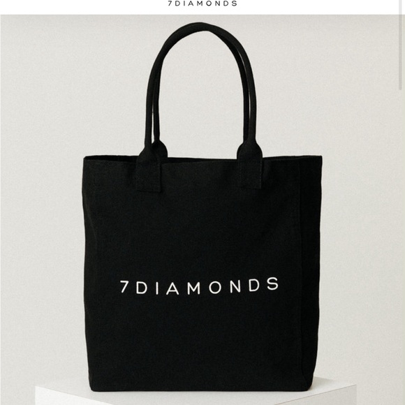 7 Diamonds Canvas Black Tote Bag NWT - Picture 1 of 3